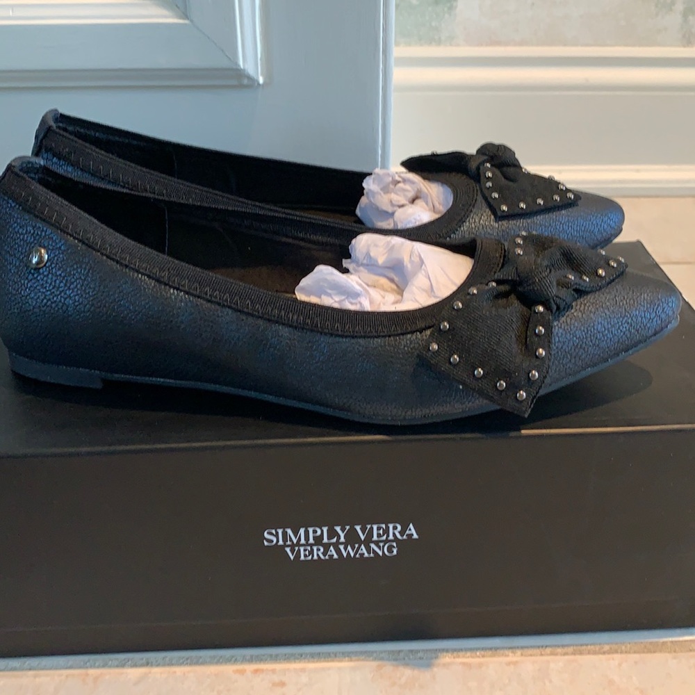 Simply Vera Vera Wang Stork Memory Foam Flats Size 6.5 Navy‎